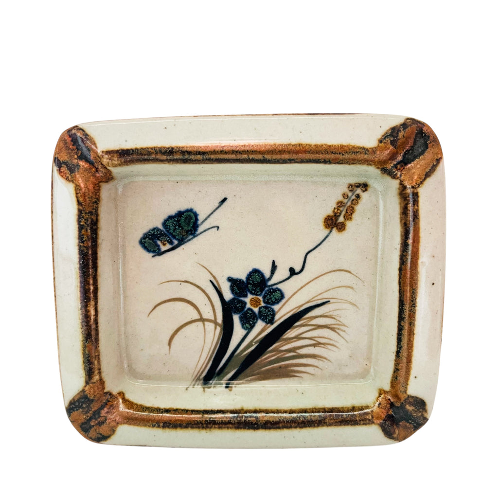 Vintage Xochiquetzal of Mexico Ashtray Glazed Floral Design Signed by Artist