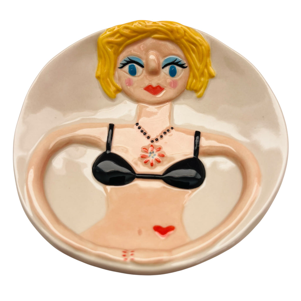 Shannon Smith Design Blonde Bikini Girl Lady Trinket Soap Dish