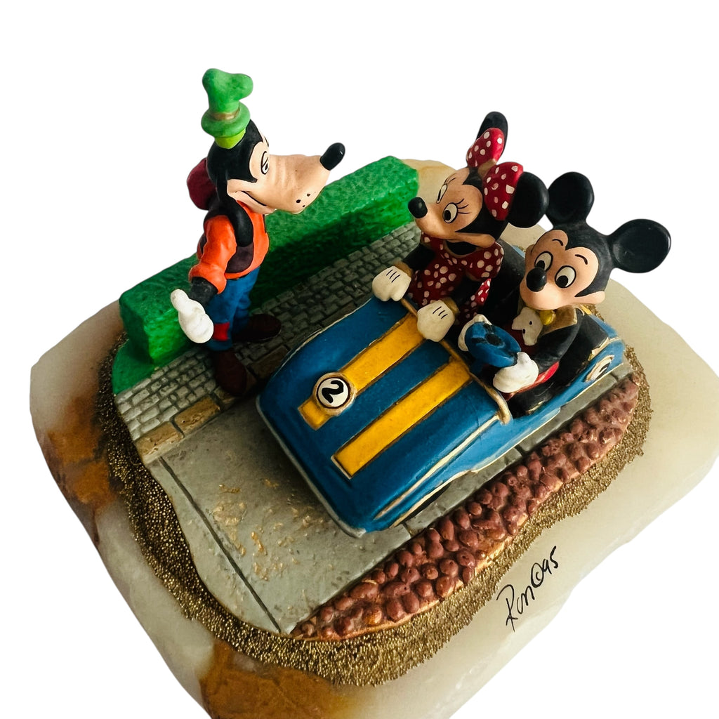 Vintage Walt Disney Company Ron Lee Mickey Minnie Mouse In Car Goofy Sculpture