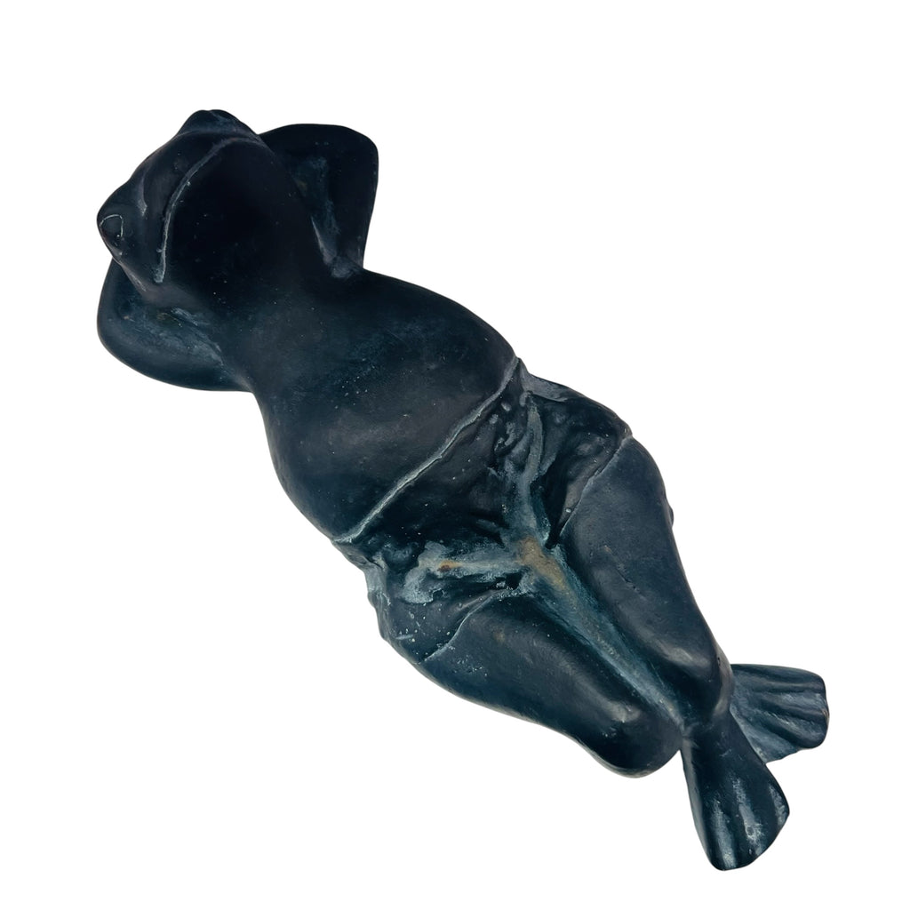 Vintage Frog Laying Down Sunbathing Flower Garden Statue
