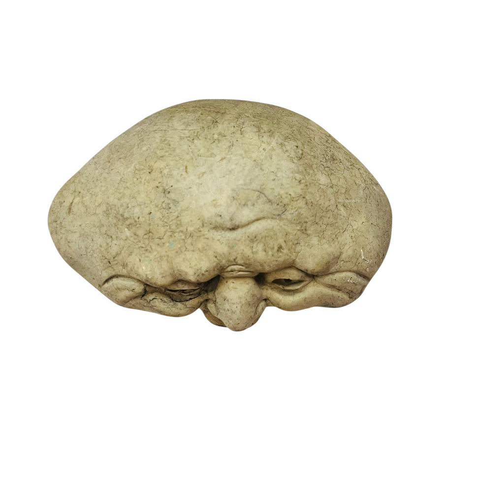 Vintage Whimsical Stone Face Cast Stone Garden Rock Sculpture