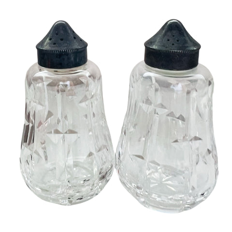 Vintage Waterford Crystal Salt and Pepper Shakers EPNS Lids