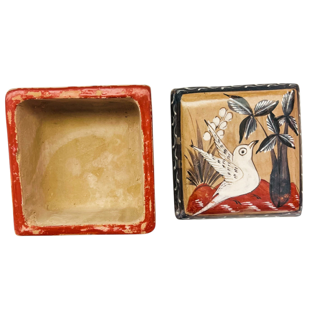 Vintate Talavera Tonala Art Pottery Hand Painted Mexico Box