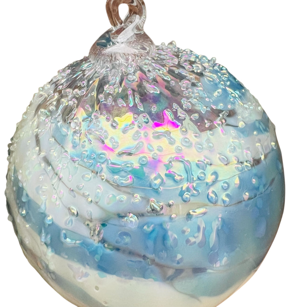 Studio Art Glass Tom Stoenner Iridescent Snow Cap Ornament