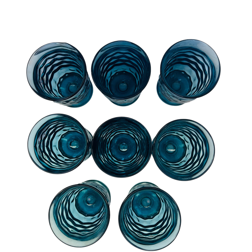 Fostoria Colony Whitehall Riviera Blue Cubist Juice Glasses Tumblers -Set of 8