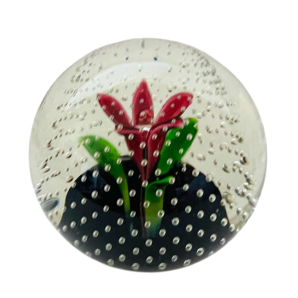 Caithness Glass Flower in the Rain Art Glass Paperweight