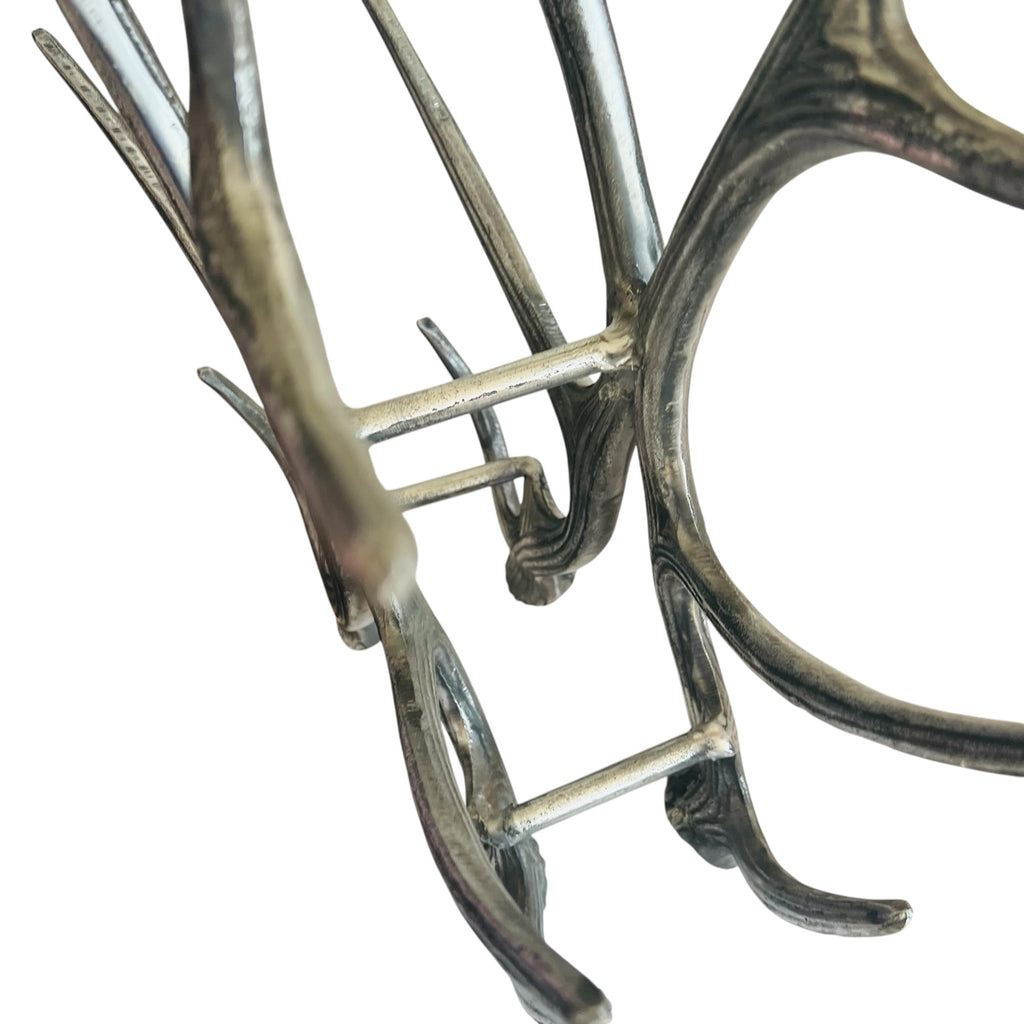 ASPEN Pewter Aluminum ANTLER STAG 6 Bottle Wine Rack