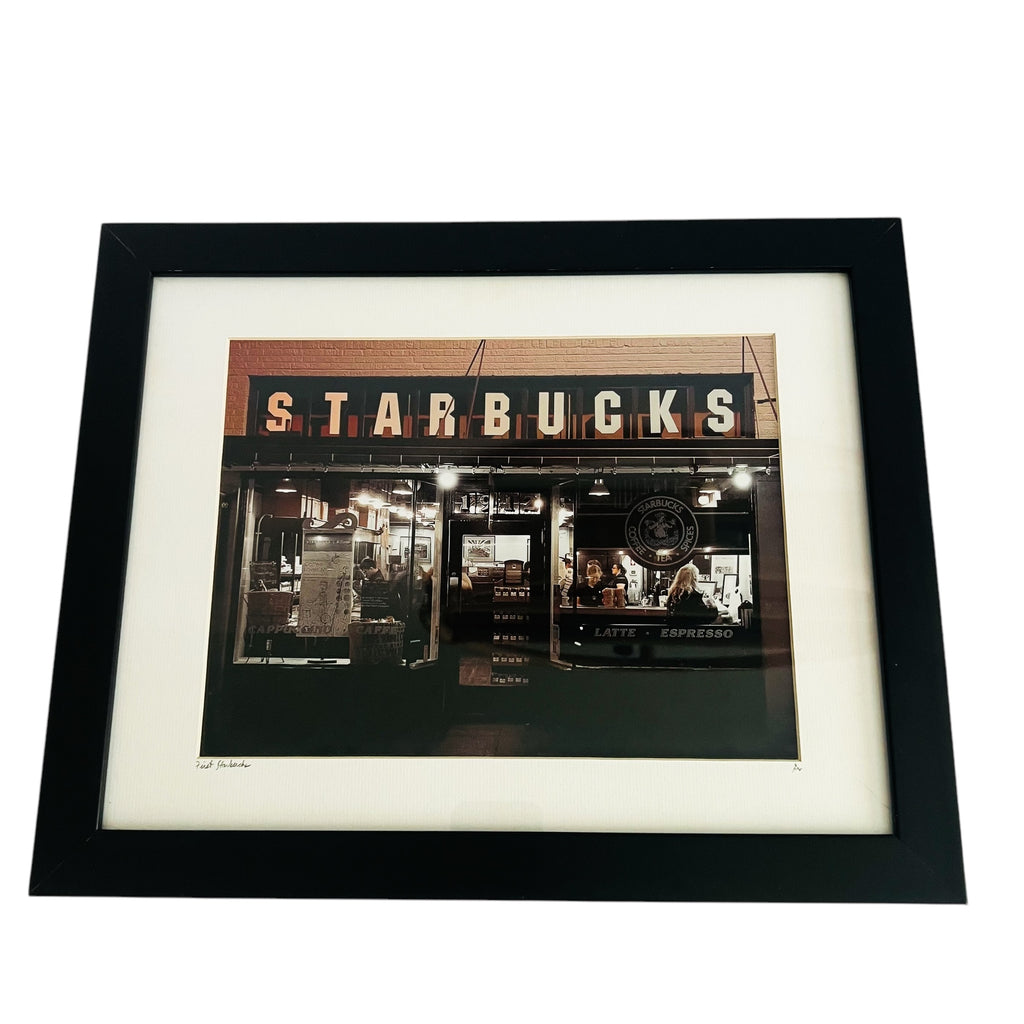 Seattle First Starbucks Pike Place Market Signed Framed Print