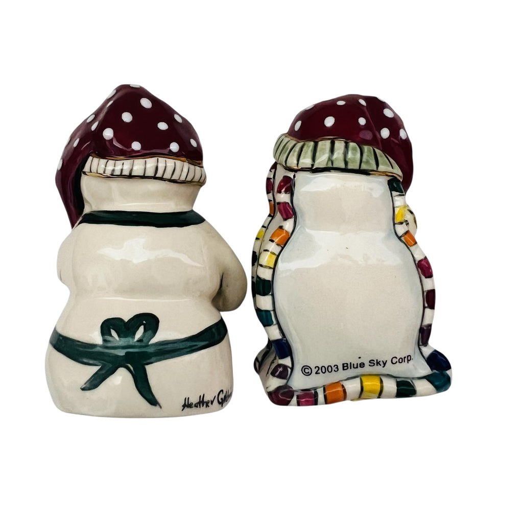 Vintage Blue Sky Heather Goldminc Gingerbread Snowman Salt Pepper Shakers