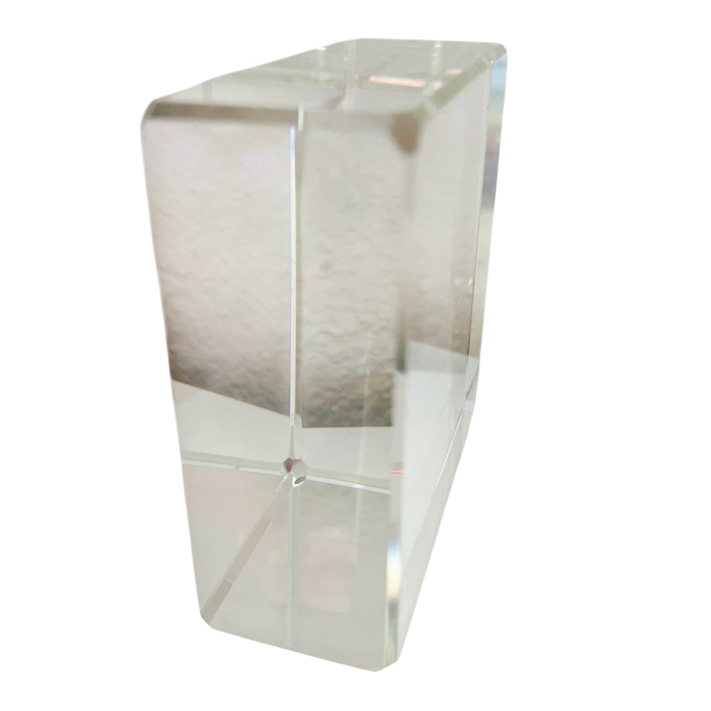 Vintage Clear Acrylic Block Paperweight