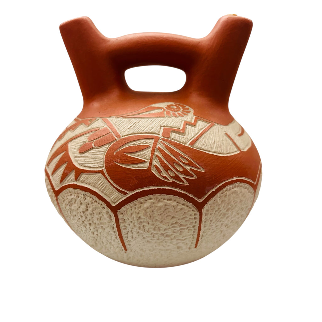 Vintage 1981 Pottery Signed Double Spout Wedding Vase