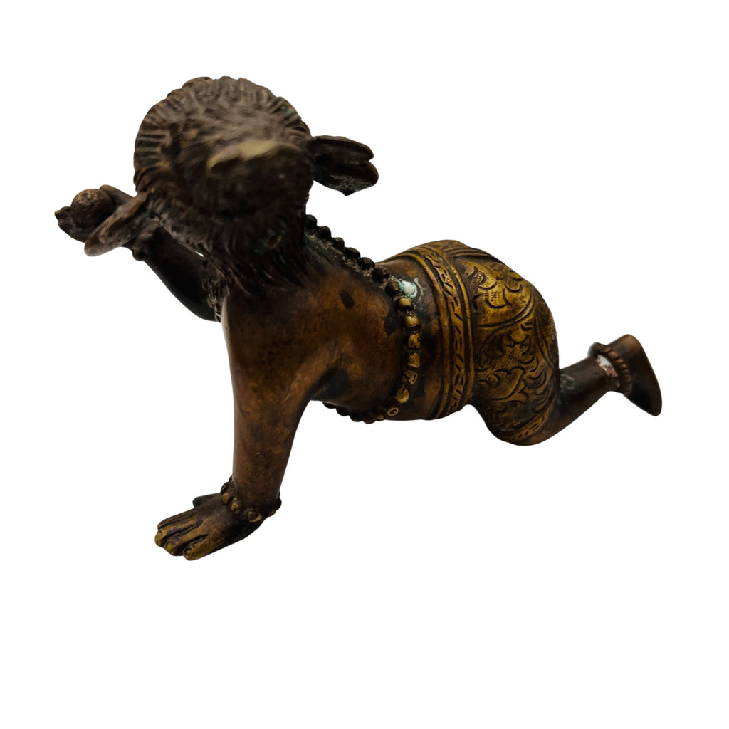 Vintage Brass Ganesh Crawling Statue Figure