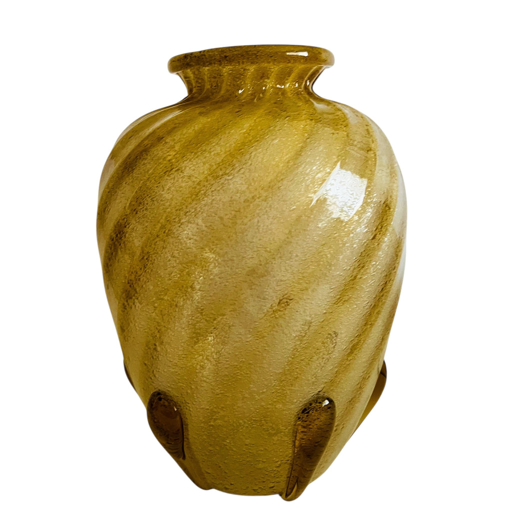 Vintage Art Glass Swirl Sparkle Design Vase