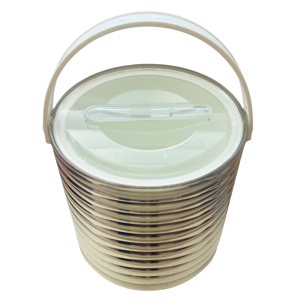 Vintage Sally Designs Clear Lucite Ribbed Ice Bucket