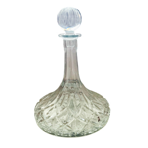 Vintage MCM Crystal Diamond Cut Decanter with Stopper