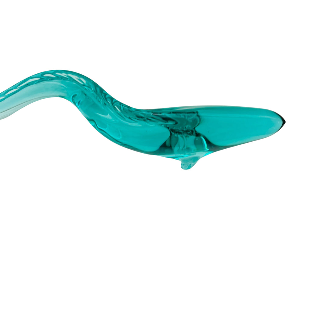 Vintage Fish Sleek Teal Art Glass Sculpture