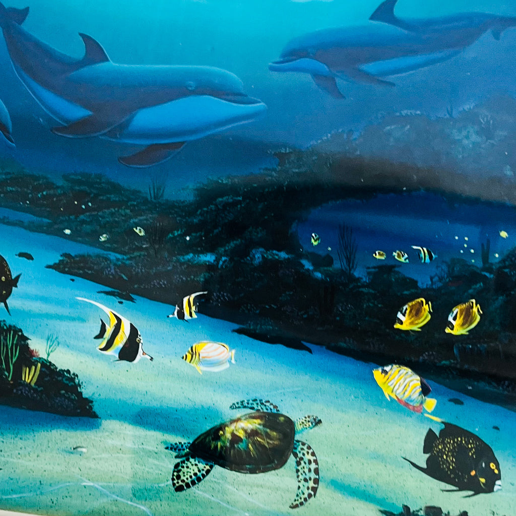 Vintage Robert Wyland Glass Framed Wall Art Print