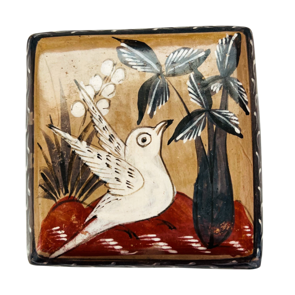 Vintate Talavera Tonala Art Pottery Hand Painted Mexico Box