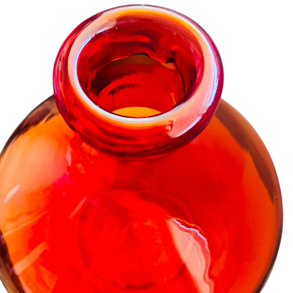 Vintage Art Glass Tangerine Ted Vibrant Red Glass Vase