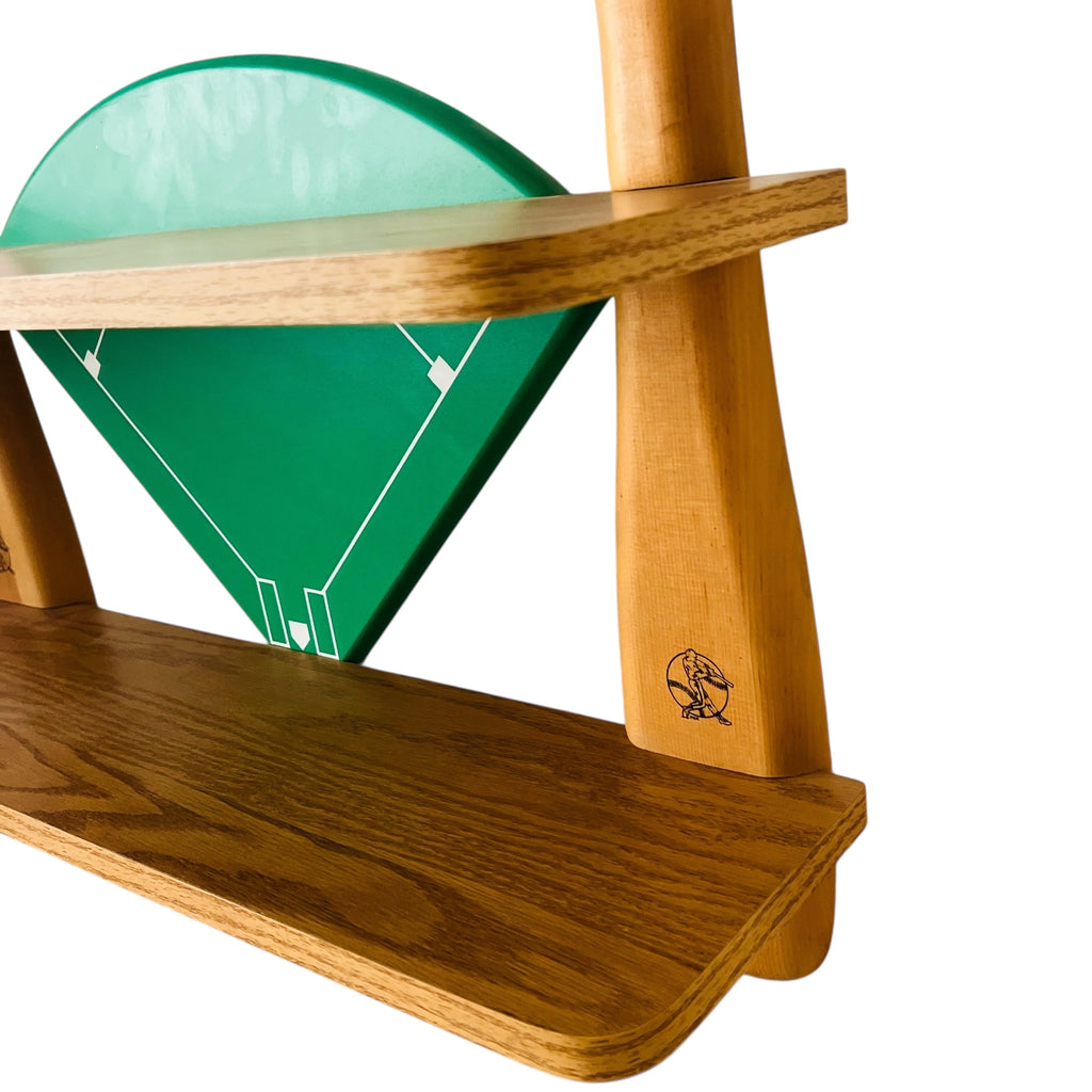Baseball Diamond Natural Wood Wall Display Shelf