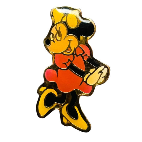 Vintage Disney PlShy Minnie Mouse Pink Dress & Yellow Bow Shoes Pin
