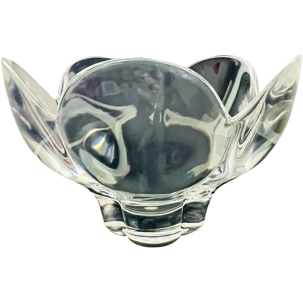 Vintage Orrefors Clear Crystal Lotus Flower Footed Dish Bowl