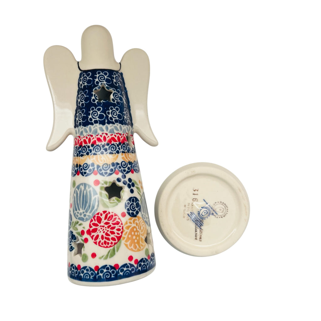 Blue Rose Polish Pottery Angel Luminary Poland