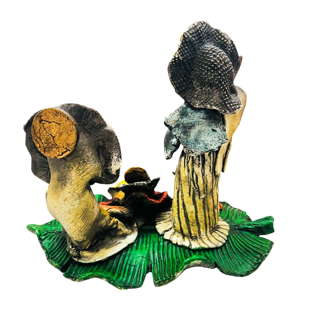 Vintage Leaf Print Family Figure Sculpture