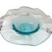 Vintage Hand Blown Sky Blue Crackle Ruffled Wavy Top Rim Art Glass Bowl