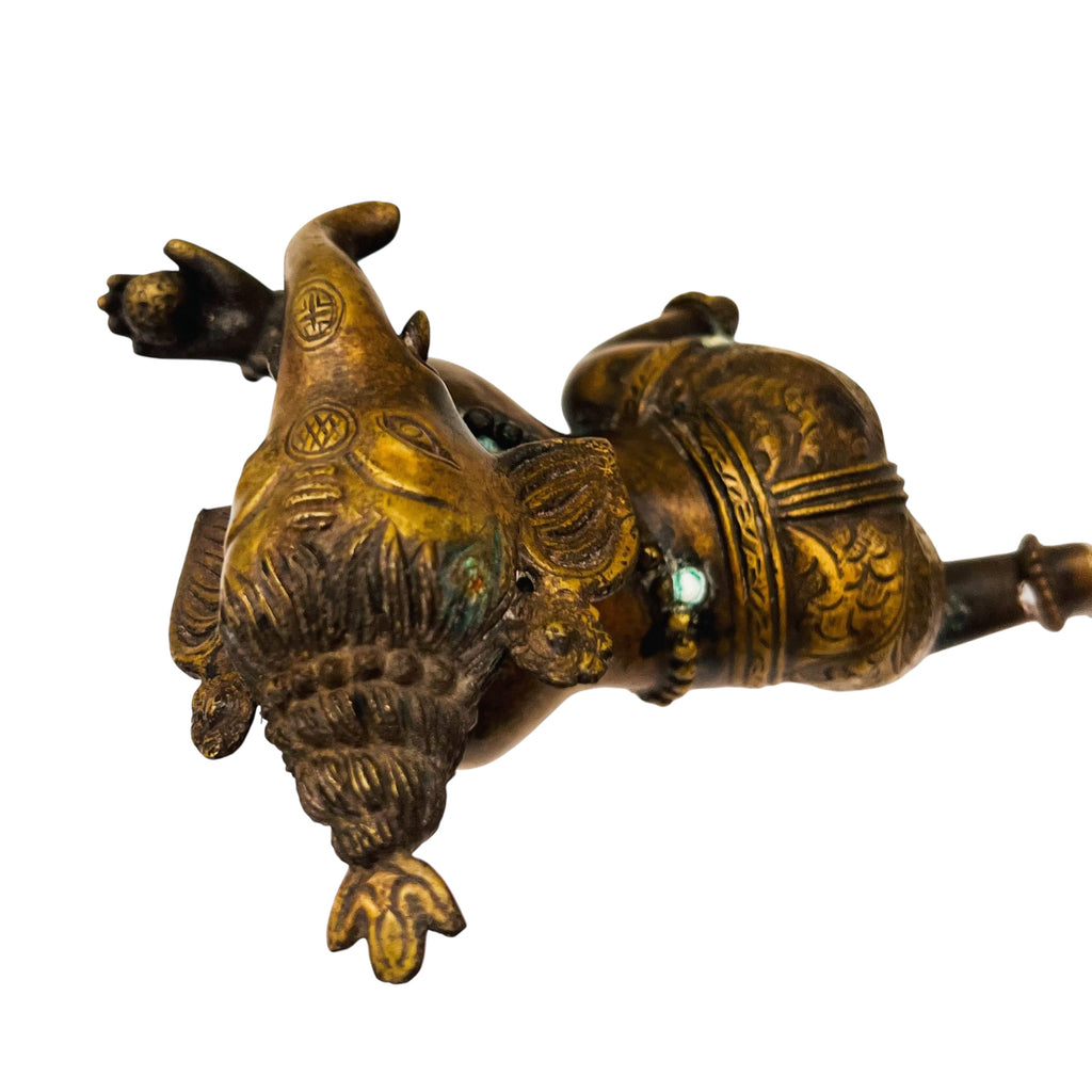 Vintage Brass Ganesh Crawling Statue Figure