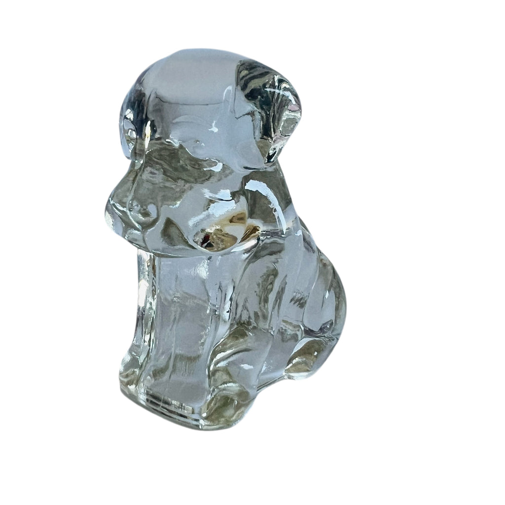 Vintage Carnival Art Pressed Glass Dog Puppy Hound Hollow Figurine