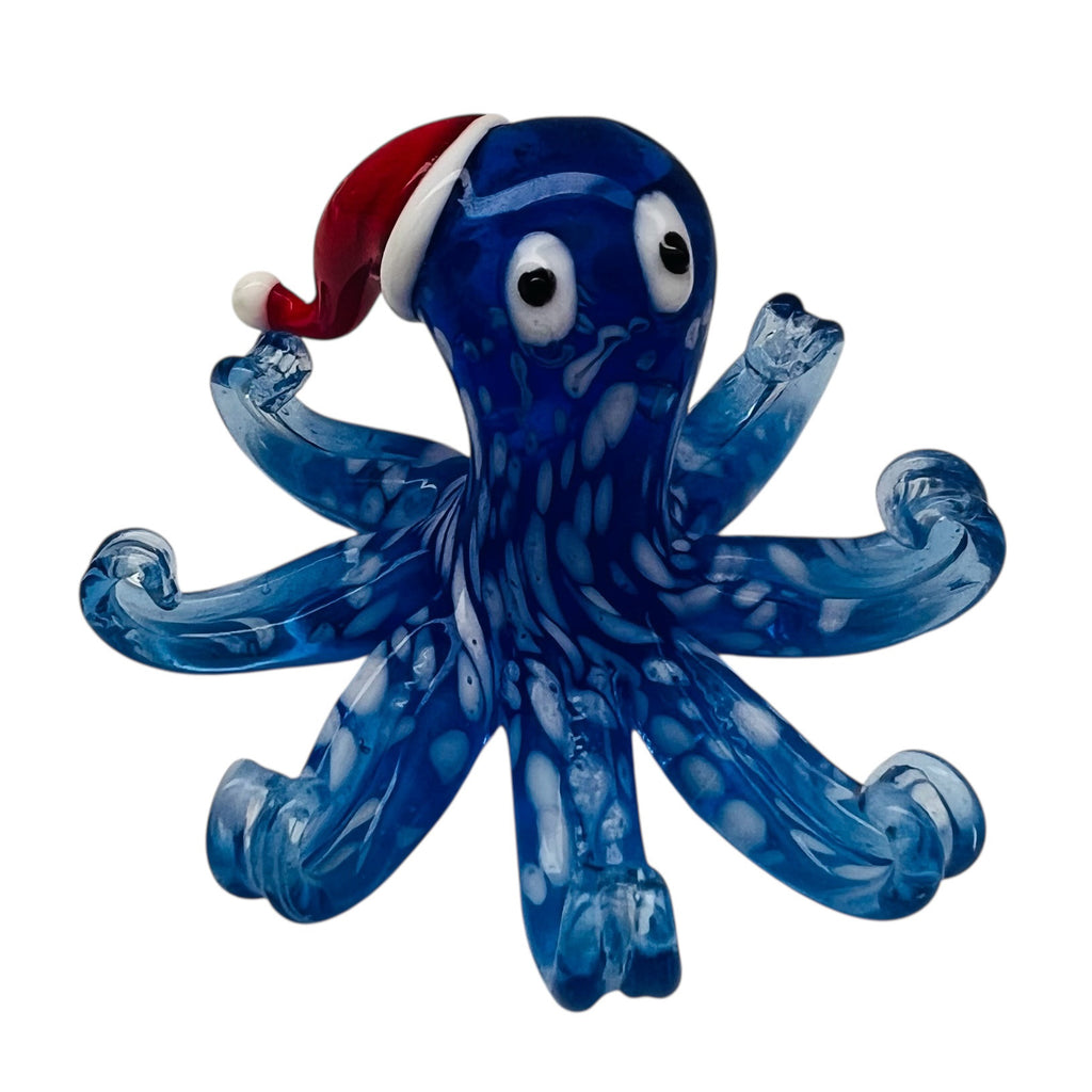 Pier 1 Imports Ocho The Octopus Santa Hat Blown Glass Christmas Figurine