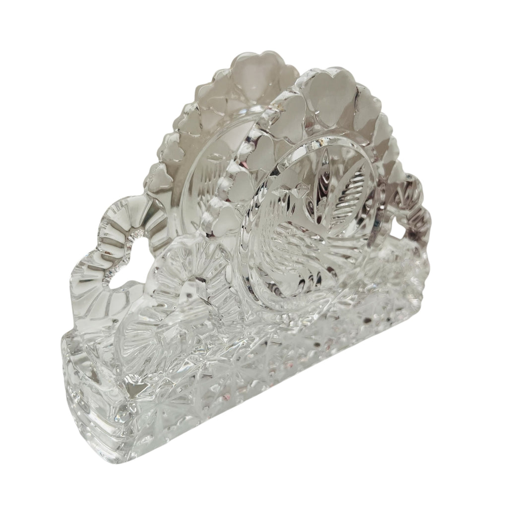 Vintage Hofbauer Byrdes Crystal Bird & Heart Design Nspkin Holder