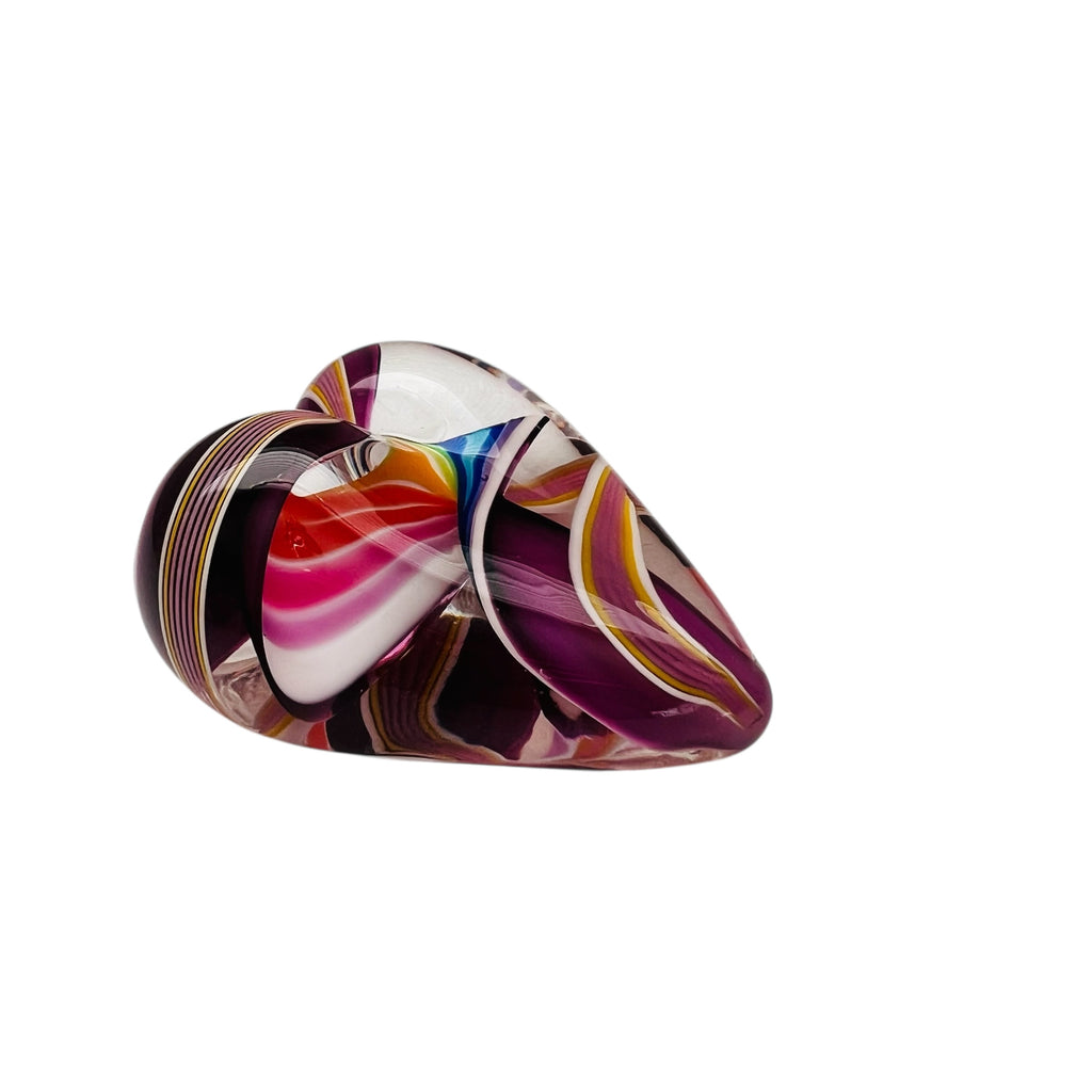Steven Maslach Cuneo Furnace Rainbow Heart Art Glass Paperweight