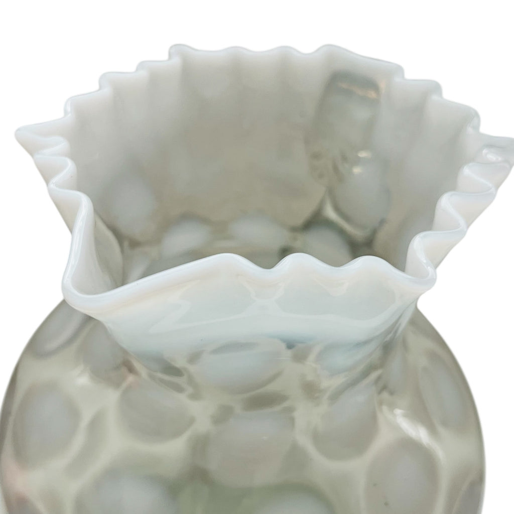 Vintage Fenton Art Glass Opalescent Large Dot Ruffled Pitcher