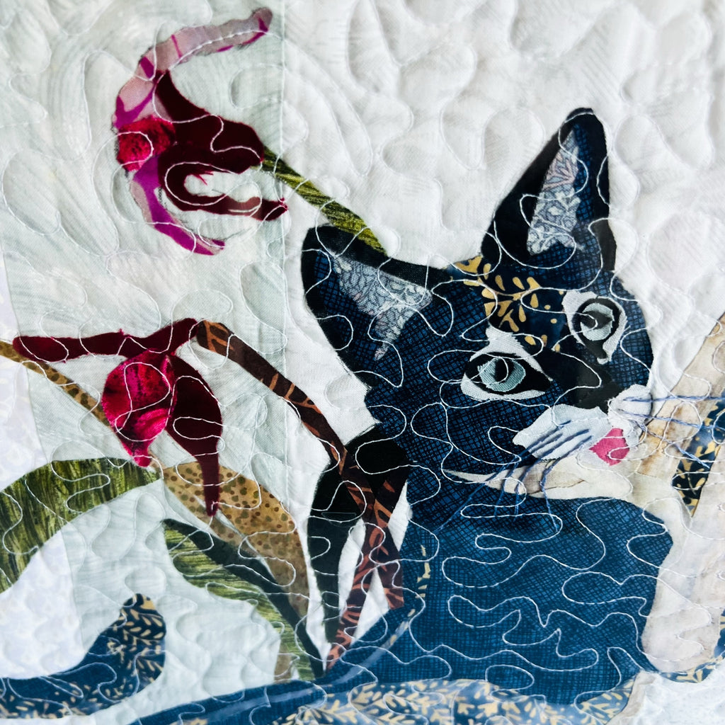Vintage Cat Quilt Custom Framed Wall Art