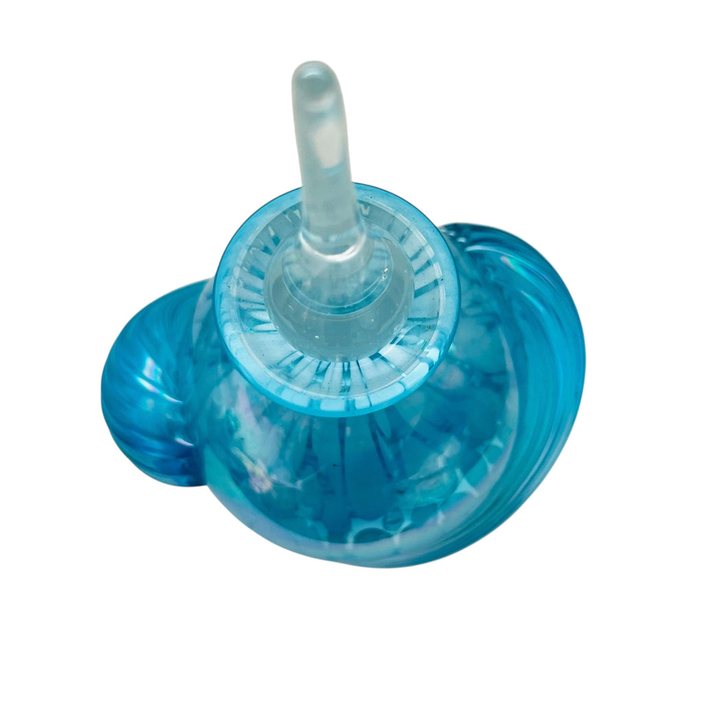 Vintage Blue Glass Iridescent Perfume Bottle Swirls w/ Glass Stopper