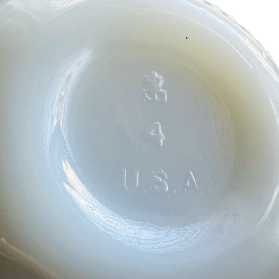 Vintage Anchor Hocking Milk Glass White Baseball Trinket Box Covered Jar Lid