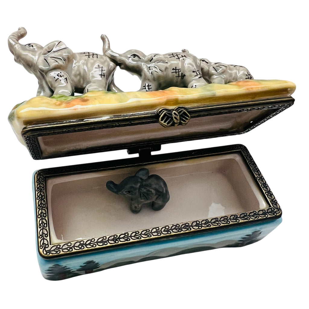 Vintage Elephant Figurine Trinket Box
