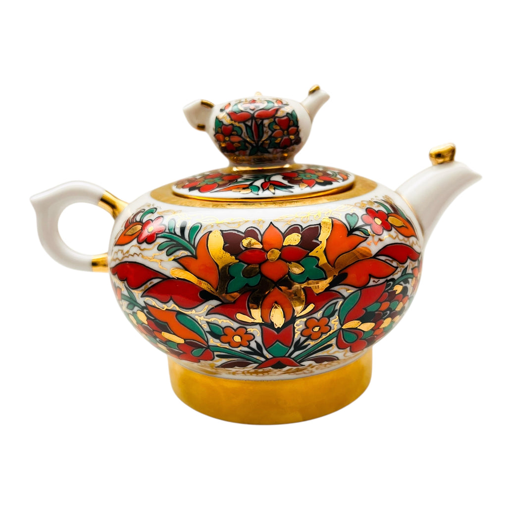 Vintage Russia St. Petersburg Floral Teapot with Gold Accents