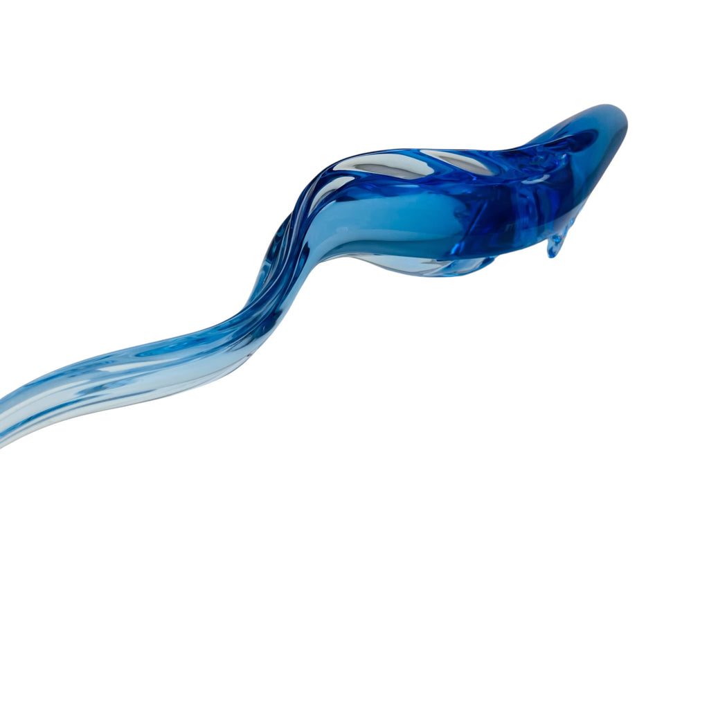Vintage Art Glass Blue Eel Sculpture