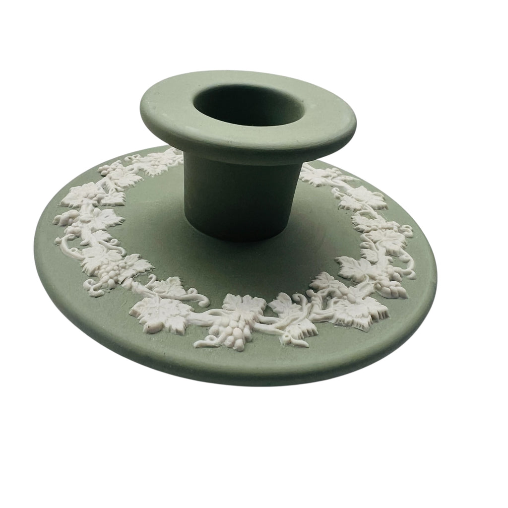 Vintage Wedgwood England Jasperware Green Candle Holders -A Pair