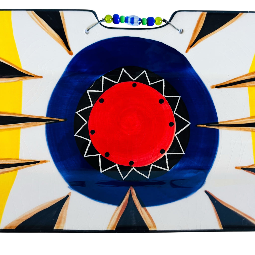 Sun Beads Geometric Ceramic Serving Tray Signed