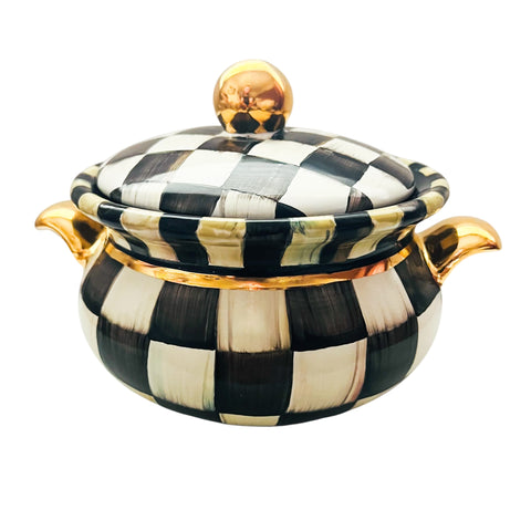 Mackenzie Childs Courtly Check Courtly Checkered Ceramic Pot with Lid