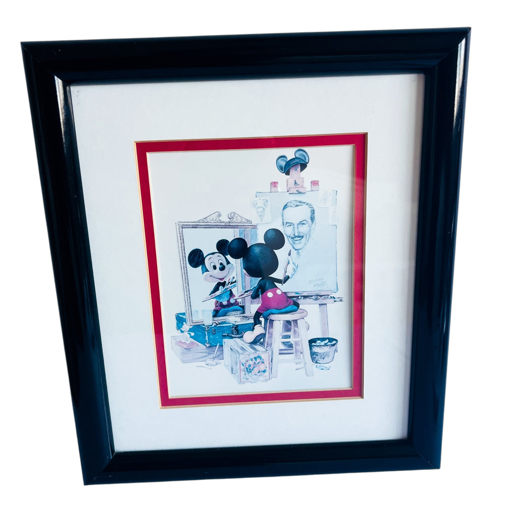 Vintage 90’s Mickey Mouse Walt Painting Drawing Framed Art Print