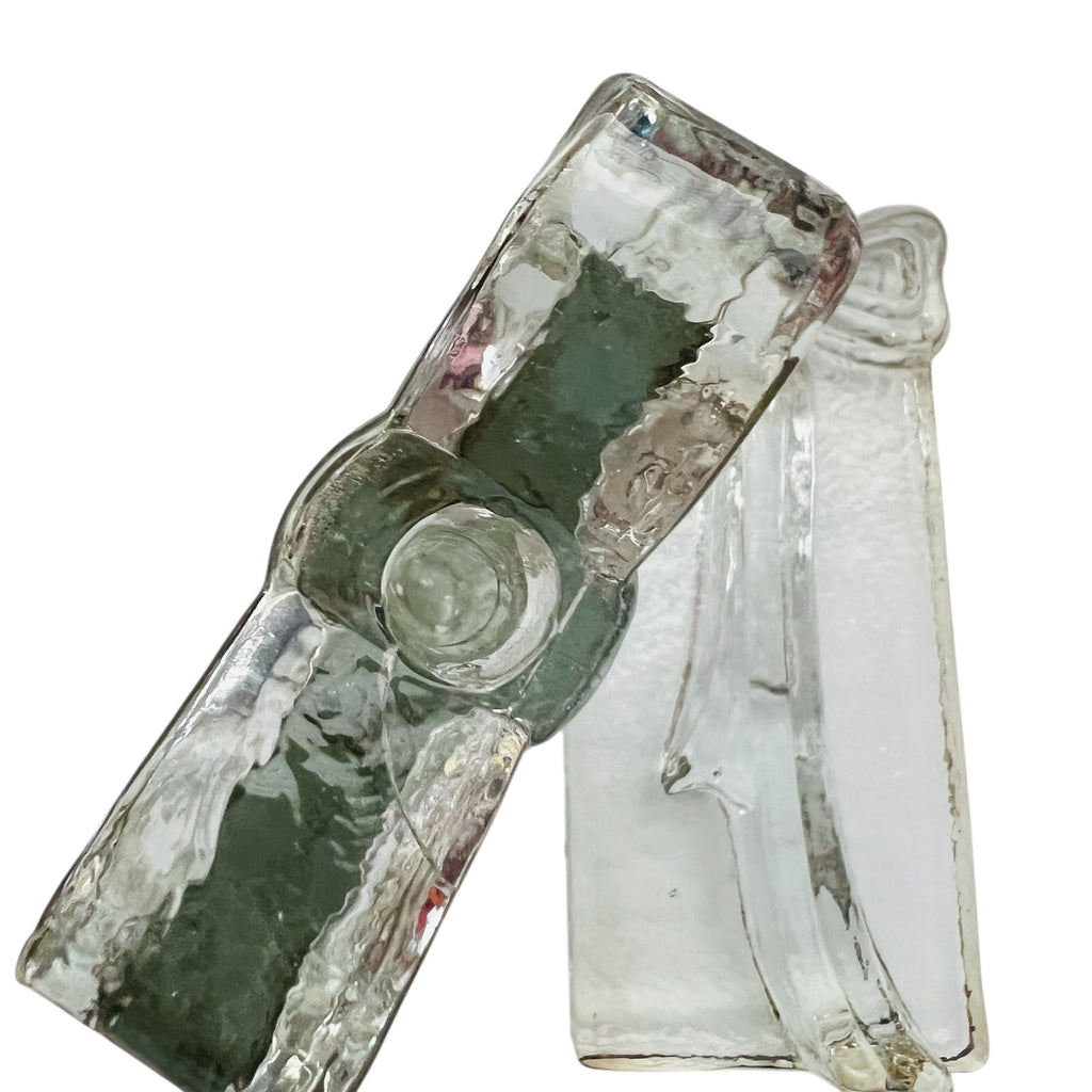 Twos Company Blown Glass Block Ribbon Bow Bud Vase-Pair