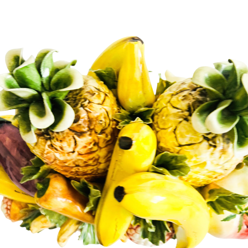 Vintage Capodimonte Italian Ceramic Fruit Basket Decor