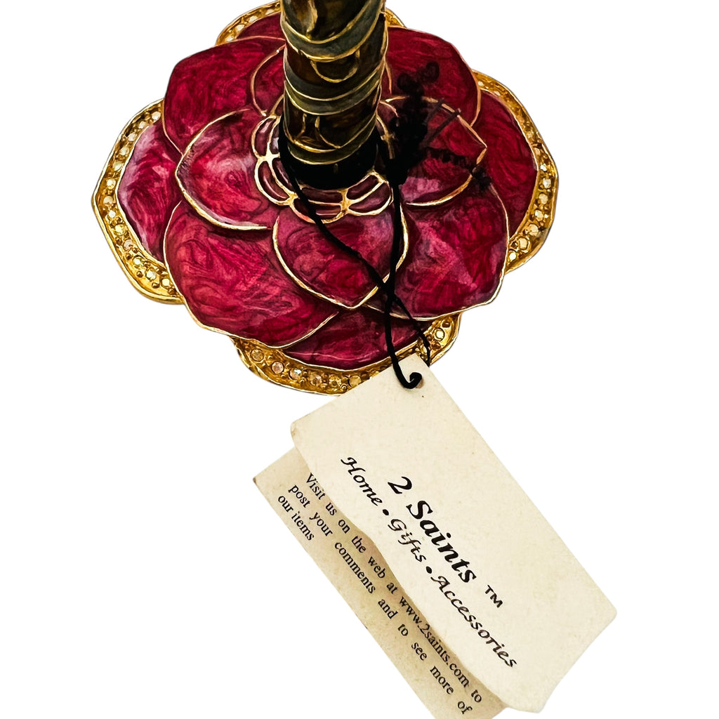 2 Saints Swarovski Crystal Enamel Jewel Flower Martini Glass