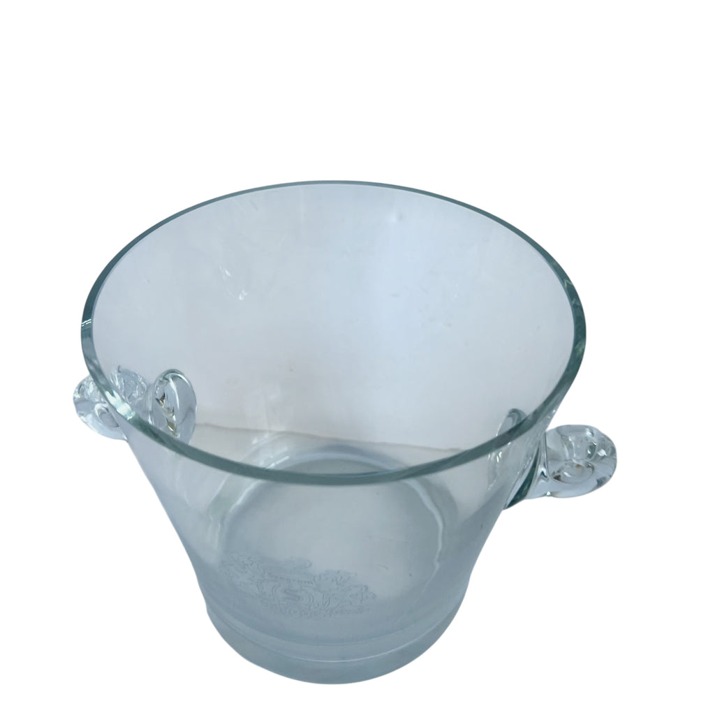Vintage Seagrams Blown Glass Scroll Handled Champagne Chiller Ice Bucket