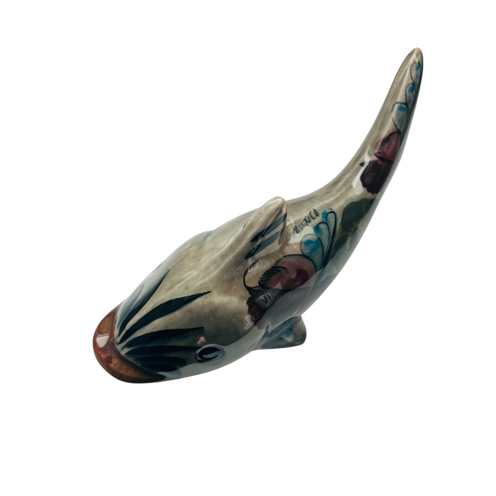 Tonala Mexico Hand Painted and Glazed Pottery Fish Figurine